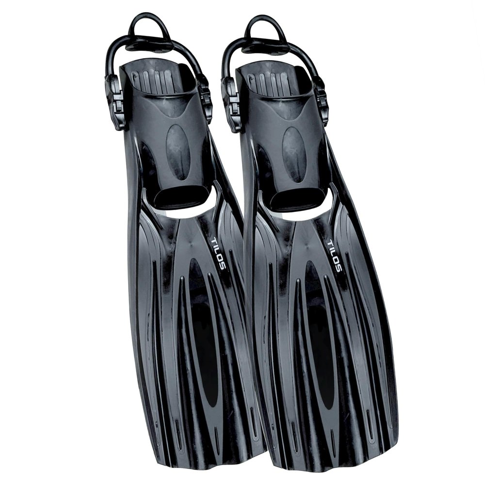 Tilos Forager Fins - Superior Underwater Performance with Innovative Design (Black, Large/ US Men's 11-15)