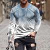 Day Prime 2045 Long Sleeve Tee Shirts for Men Graphic Marble Print Casual Pullover Big and Tall Crewneck Sweatshirts Sports Tees Workout top Long Sleeve Blue 2X view 2