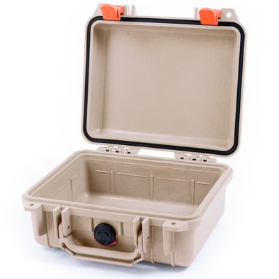 Pelican Protector 1200 Case by ColorCase - Desert Tan - Small Size Waterproof Case (Case Only) - Orange Latches