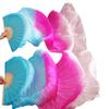Adhdyuud Belly Dance Fan Silk Veils 1Pc Left Hand+1Pc Right Hand Bamboo Handmade Dyed Performance Practice Dancing Fans Belly Dance Fans7 XL-230x90cmReal Silk view 1