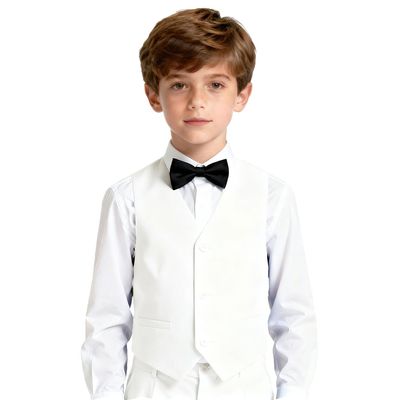Lycody Boys White Vest Size 7 Little Boy Suit Tuxedo Vests for Kids Wedding Ring Bearer Outfit