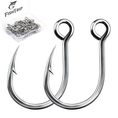 FishTrip Fishing Inline Single Hooks - 25pcs in Line Hooks for Treble Hook Replacement for Lures Plugs Saltwater Freshwater Size 2/0