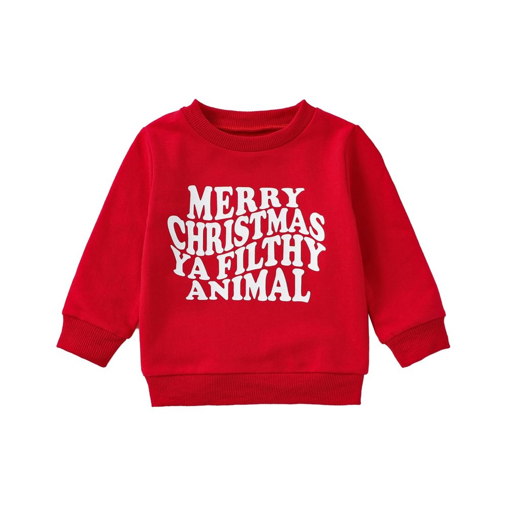 Ayalinggo Toddler Baby Girl Boy Christmas Outfit Merry Christmas Sweater Long Sleeve Shirt Sweatshirt Fall Winter Clothes (red Merry Christmas, 6-12 Months)