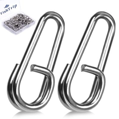 FishTrip Oval Split Rings Fishing - 50pcs Fishing Power Clips Snaps Quick Change for Lures Stainless Steel Fishing Tackle(Size 3,119lbs)