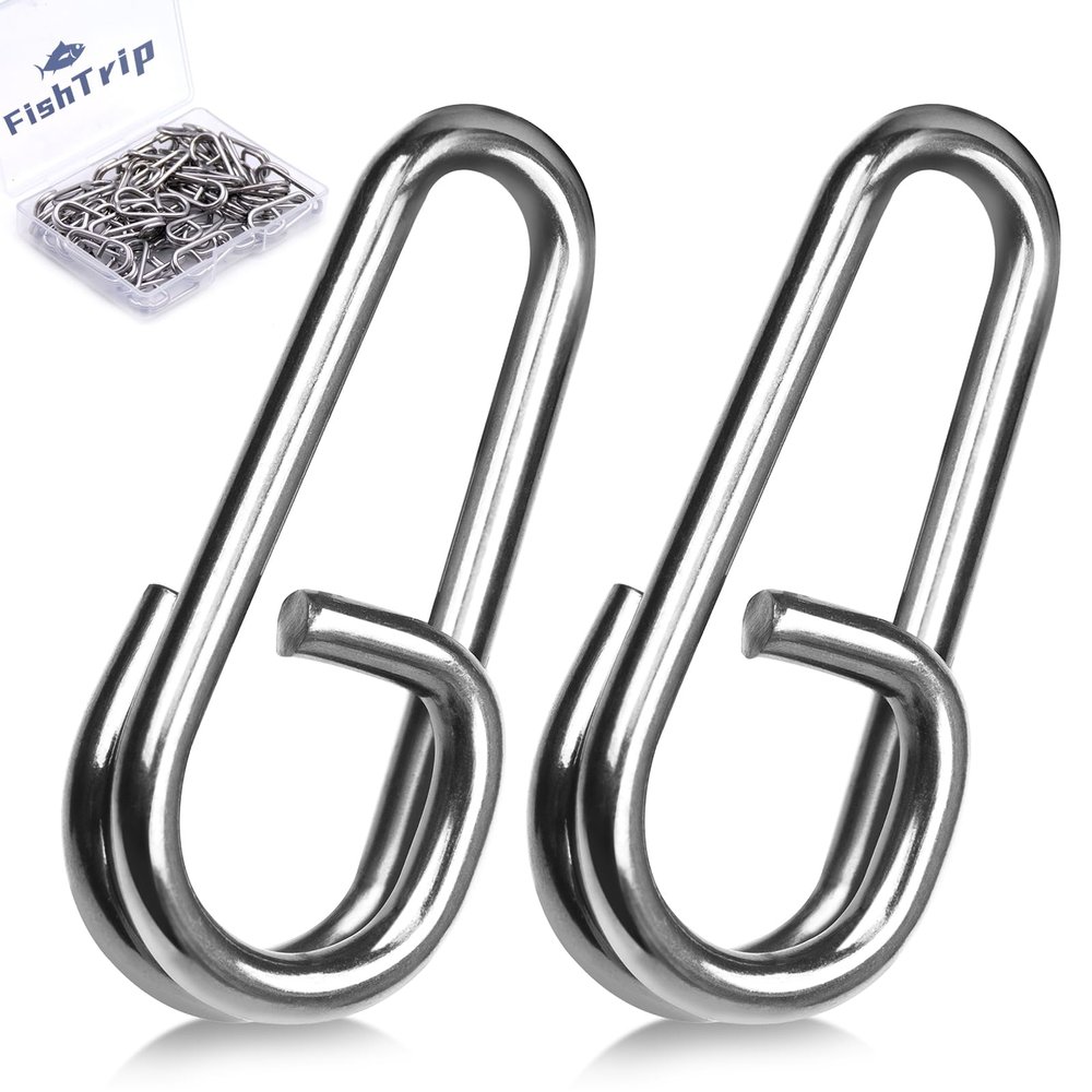 FishTrip Oval Split Rings Fishing - 50pcs Fishing Power Clips Snaps Quick Change for Lures Stainless Steel Fishing Tackle(Size 3,119lbs)