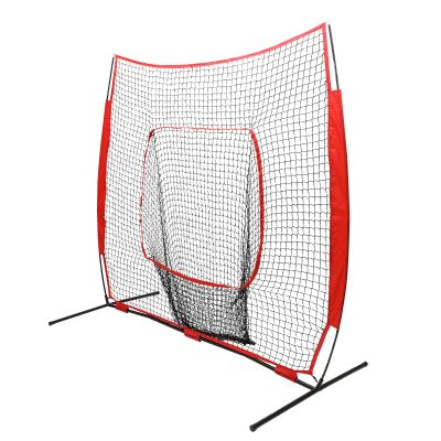 YIYIONCE 7x7 ft Baseball Softball Practice Net Hitting Pitching Net with Carrying Bag&Iron Bow Frame, Baseball Backstop Training Net for Pitching, Batting, Catching, Indoor Outdoor Use (Red)| US STOCK