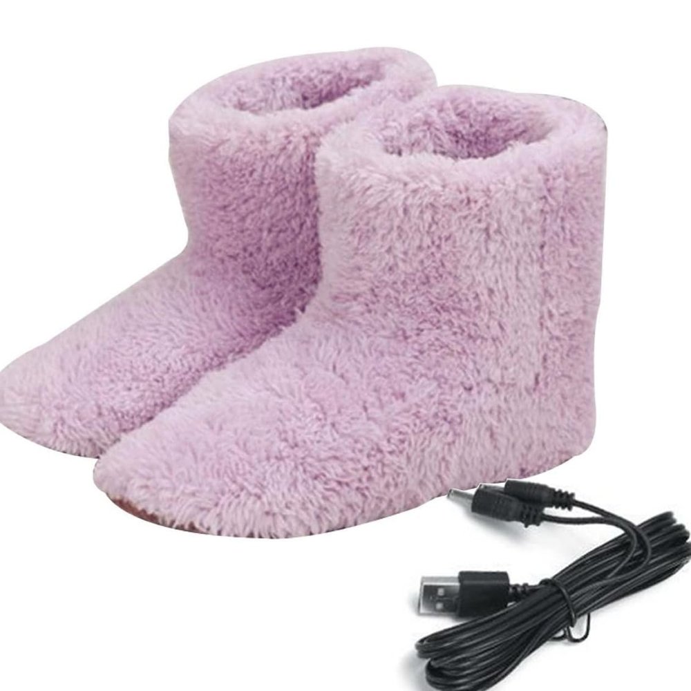 USB Rechargeable Heated Feet Warmers Electric Foot Warmer Soft Winter Warm Heating Booties for Men Women,Washable