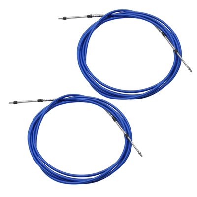 uxcell 2pcs 18ft 5.5 Meter 217inch Marine Throttle Shift Remote Control Box Cable for Outboard Engine Boat Motor Steering System Blue