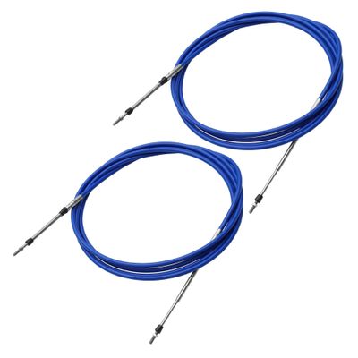 uxcell 2pcs 15ft 4.6 Meter 181inch Marine Throttle Shift Remote Control Box Cable for Outboard Engine Boat Motor Steering System Blue