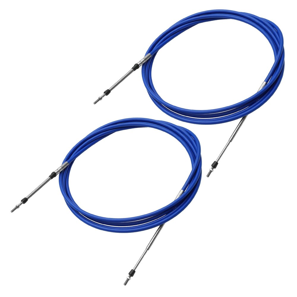 uxcell 2pcs 15ft 4.6 Meter 181inch Marine Throttle Shift Remote Control Box Cable for Outboard Engine Boat Motor Steering System Blue