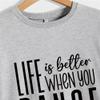 ESIKAH Life is Better When You Dance Shirt Dance Mom Sweatshirt Dancing Shirt Women Crewneck Pullover Tops Funny Dancer Gifts Gray view 3