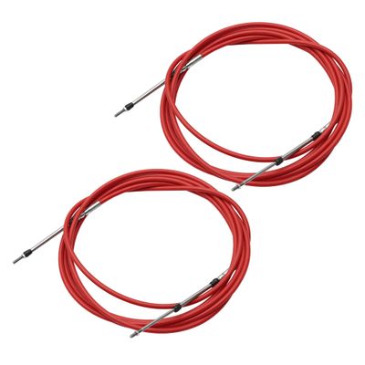 uxcell 2pcs 17ft 5.2 Meter 205inch Marine Throttle Shift Remote Control Box Cable for Outboard Engine Boat Motor Steering System Red