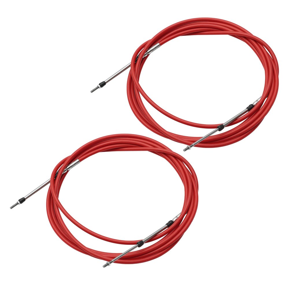 uxcell 2pcs 17ft 5.2 Meter 205inch Marine Throttle Shift Remote Control Box Cable for Outboard Engine Boat Motor Steering System Red
