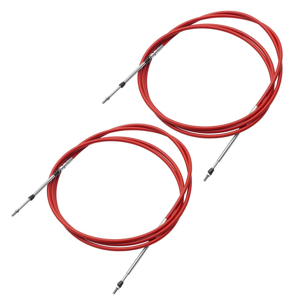 uxcell 2pcs 12ft 3.7 Meter 146inch Marine Throttle Shift Remote Control Box Cable for Outboard Engine Boat Motor Steering System Red