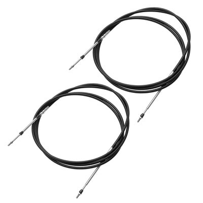 uxcell 2pcs 12ft 3.7 Meter 146inch Marine Throttle Shift Remote Control Box Cable for Outboard Engine Boat Motor Steering System Black