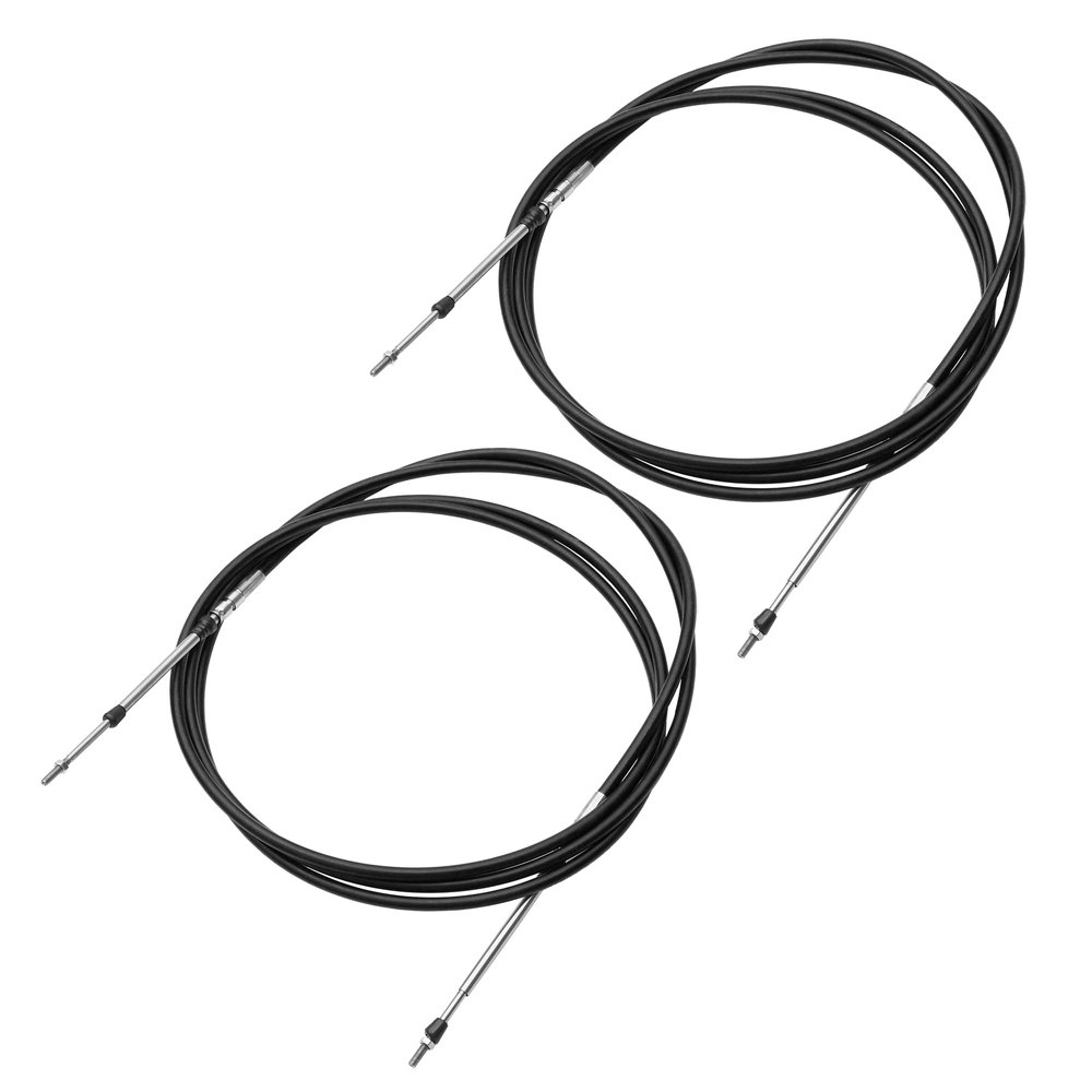 uxcell 2pcs 12ft 3.7 Meter 146inch Marine Throttle Shift Remote Control Box Cable for Outboard Engine Boat Motor Steering System Black