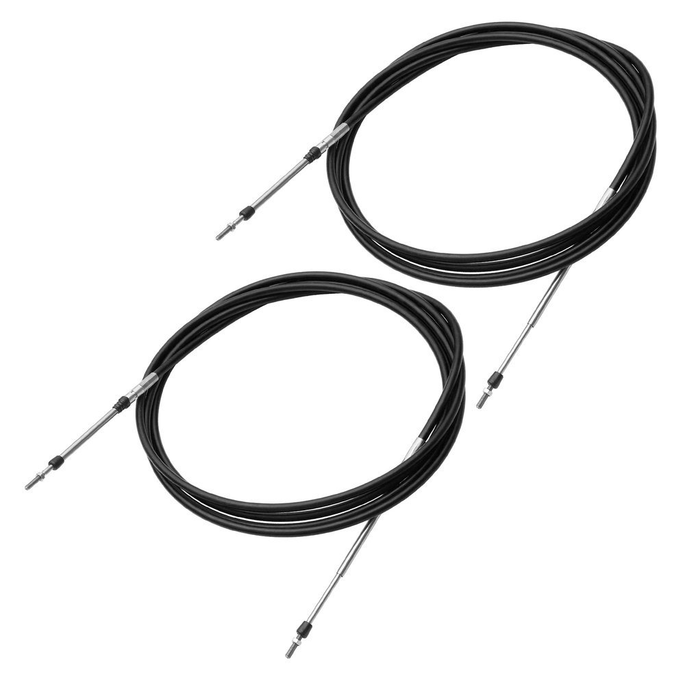uxcell 2pcs 15ft 4.6 Meter 181inch Marine Throttle Shift Remote Control Box Cable for Outboard Engine Boat Motor Steering System Black