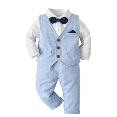 Boarnseorl Baby Boys Gentleman Outfits Suit Set,Shirt + Vest + Pants + Bow Tie,4-5Y