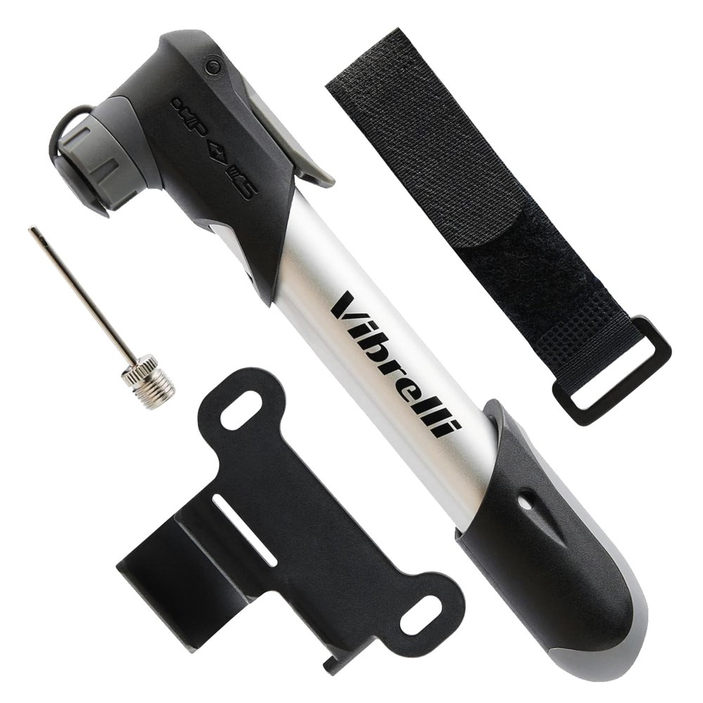 Vibrelli Mini Bike Pump - Presta & Schrader Bicycle Pump - 120 PSI Tire Pump for Road & MTB - No Valve Changing Needed, Pocket Pump