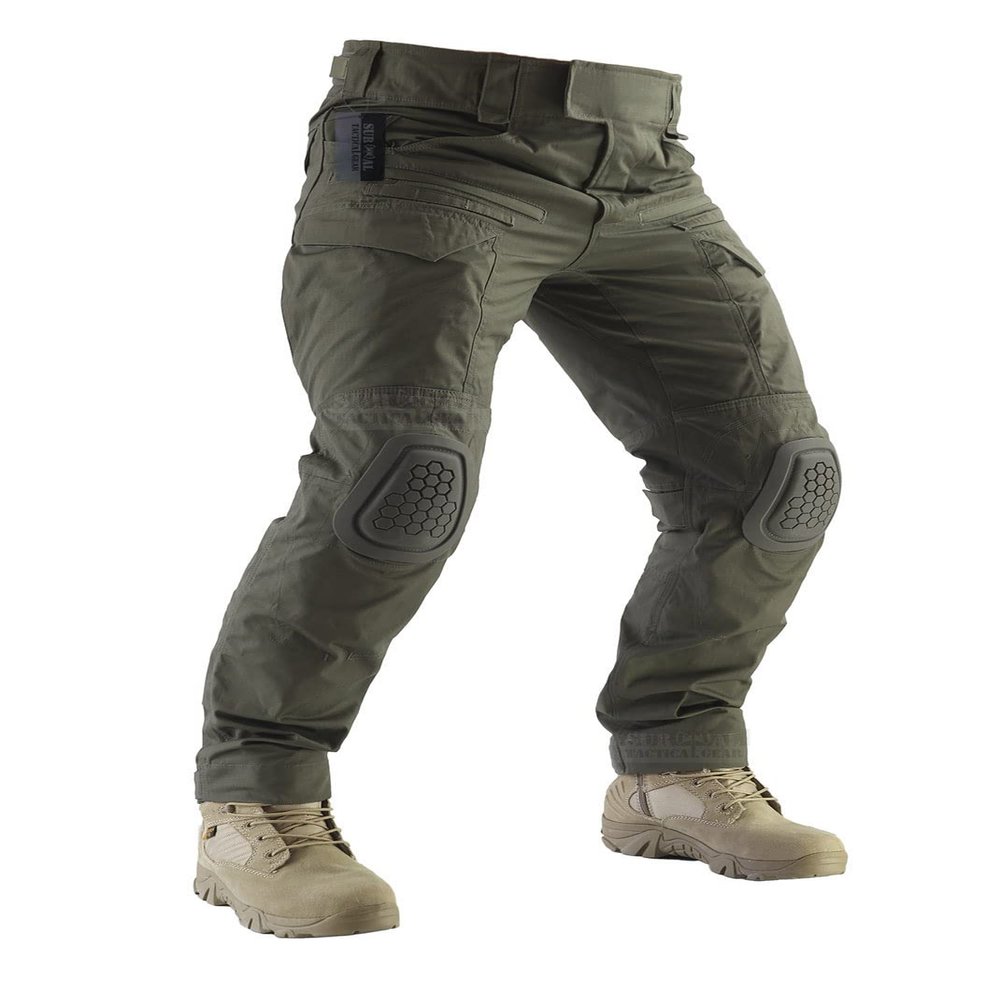 ZAPT Combat Pants Men's Airsoft Paintball Tactical Pants with Knee Pads Hunting Camouflage Military Trousers (Ranger Green, XL)
