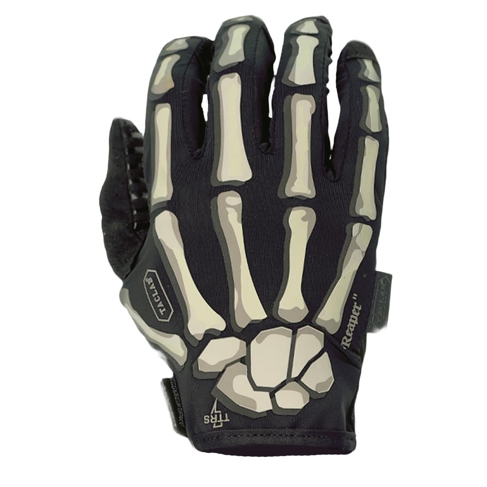 TACLAB Reaper Black Skeleton Gloves - Thin and Lightweight for Airsoft, Paintball, Cycling, Motorcycle, Multipurpose (X-Small)