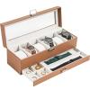 ProCase Watch Box, 6 Slot Watches Display Case with Drawer, Mens Watch Case with Glass Lid, 2-Layer Mens Jewelry Organizer Storage Holder, Birthday Valentine Gifts for Men -6 Slot, Khaki view 1