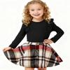 AGQT Toddler Girls Christmas Long Sleeve Knitted Shirt Sweater Tops & Plaid Pleated Mini Skirt Set Fall Winter Princess Dress Outfits 2 Piece Set 4-5 Years view 2