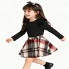 AGQT Toddler Girls Christmas Long Sleeve Knitted Shirt Sweater Tops & Plaid Pleated Mini Skirt Set Fall Winter Princess Dress Outfits 2 Piece Set 4-5 Years view 3
