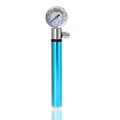 QIYUDS Bike Pump,Portable Bicycle High Pressure Hand Air Pump, Bike Tire Pump with High Pressure Gauge Cycling Accessories for Road, Mountain Bikes (Color : Blue)