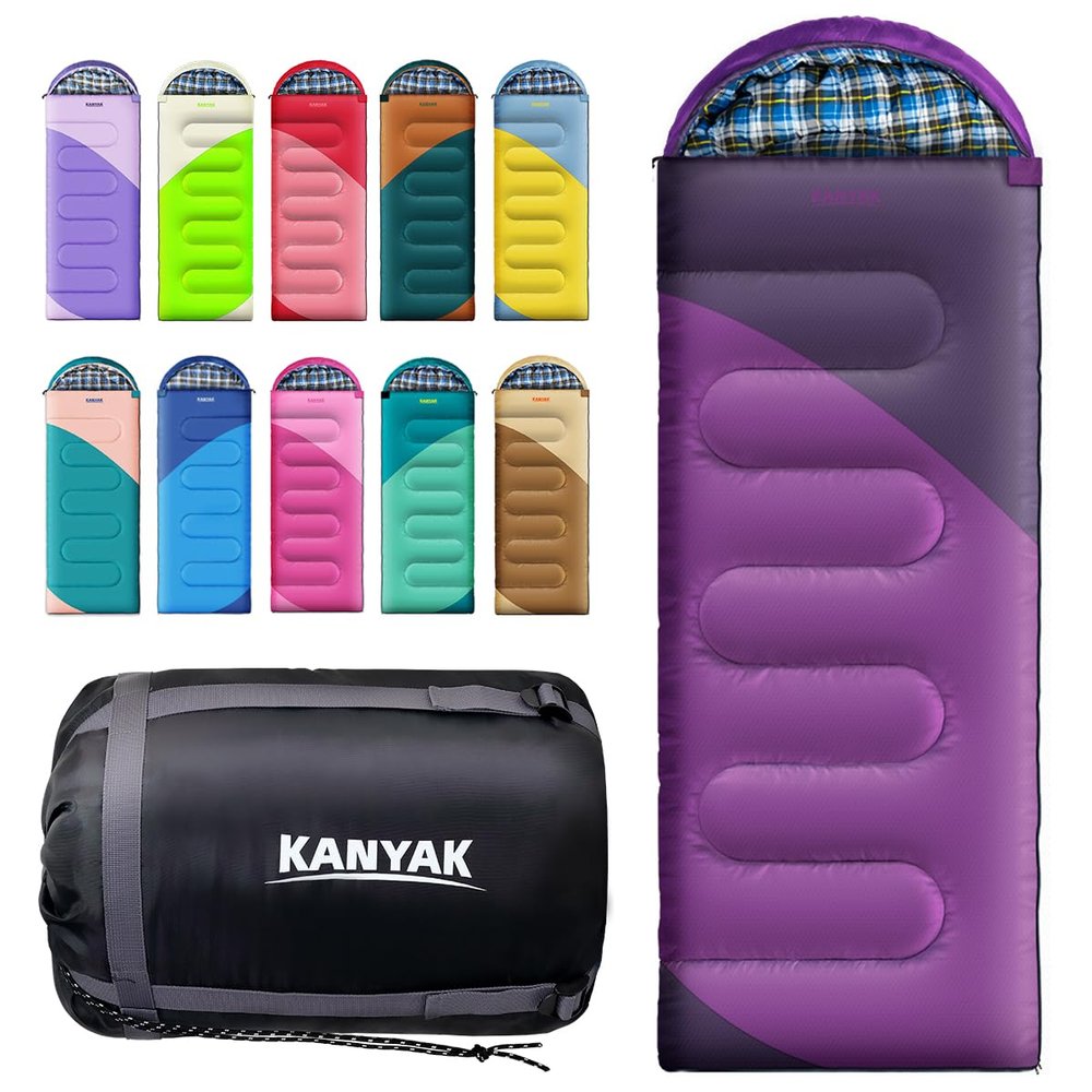 Camping Sleeping Bag, 32 Sleeping Bags for Adults Kids Teens Cold Weather Warm Sleeping Bag Winter for 3-4 Season Camping, Camping Gear Equipment, Traveling, and Outdoors (Eggplant & Black)
