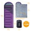 Camping Sleeping Bag, 32 Sleeping Bags for Adults Kids Teens Cold Weather Warm Sleeping Bag Winter for 3-4 Season Camping, Camping Gear Equipment, Traveling, and Outdoors (Eggplant & Black) view 2
