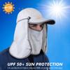 GADIEMKENSD Foldable Fishing Sun Hat with Neck Flap Face Cover Sun Protection Cool Baseball Cap Adjustment Covering Removable Legion Hat for Fishing Gardening Hiking Golf White view 3