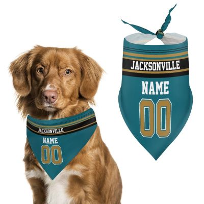 Jacksonville Personalized Custom Dog Bandana - Football Design, Name, Number - Gifts for Dogs and Cats