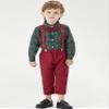 AGQT Toddler Boys Christmas Gentleman Set Formal Suit Long Sleeve Bow Tie Shirt Romper Suspenders Shorts Pants 12-18 Months view 2