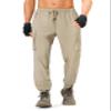 S Spowind Men's Hiking Pants Cargo Lightweight Quick Dry Elastic Waist Golf Joggers with Zipper Pockets Water Resistant Khaki view 2