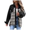 warehouse deals today Fall Fashion Denim Jacket For Women 2023 Casual Long Sleeve Plaid Button Down Jean Shirts Shacket Jacket shackets for women 2023 fall Black S view 1