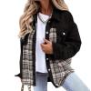 warehouse deals today Fall Fashion Denim Jacket For Women 2023 Casual Long Sleeve Plaid Button Down Jean Shirts Shacket Jacket shackets for women 2023 fall Black S view 2
