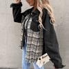 warehouse deals today Fall Fashion Denim Jacket For Women 2023 Casual Long Sleeve Plaid Button Down Jean Shirts Shacket Jacket shackets for women 2023 fall Black S view 3