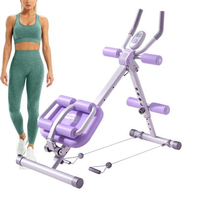 Foldable Ab Workout Equipment, Height Adjustable Ab Machine with Resistance Bands, Core, Stomach Waist Exercise Trainer for Home Gym
