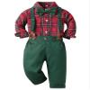 AGQT Toddler Boys Christmas Gentleman Set Formal Suit Long Sleeve Bow Tie Shirt Romper Suspenders Shorts Pants 18-24 Months view 1