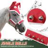 NRTFE Fleece Horse Santa Halter Bridle Cover with Jingle Bell for Christmas Parade view 4
