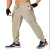 S Spowind Men's Hiking Pants Cargo Lightweight Quick Dry Elastic Waist Golf Joggers with Zipper Pockets Water Resistant Khaki view 1