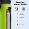 koodee Insulated Water Bottle 18 oz Stainless Steel Double Wall Vacuum Sports Water Bottle with 3 Lids-Girls Water Flask for School(Apple Green) view 3