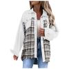 warehouse deals today Fall Fashion Denim Jacket For Women 2023 Casual Long Sleeve Plaid Button Down Jean Shirts Shacket Jacket oversized flannel White S view 1