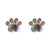 Zeshimb Crystal Paw Print Stud Earrings Cute Cat Paw Earrings Tiny Cubic Zirconia Animal Footprint Earrings Hypoallergenic Jewelry Gift for Pet Lover view 1