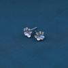 Zeshimb Crystal Paw Print Stud Earrings Cute Cat Paw Earrings Tiny Cubic Zirconia Animal Footprint Earrings Hypoallergenic Jewelry Gift for Pet Lover view 3