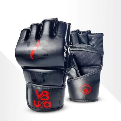 Victorbudo USA MMA Gloves Grappling Sparring, Maya Hide Leather, Boxing Gloves Muay Thai Martial Arts Training, Half Finger Adjustable Mitts Wrist Support Kickboxing Cage Punching Bag Workout (L/XL)