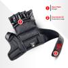 Victorbudo USA MMA Gloves Grappling Sparring, Maya Hide Leather, Boxing Gloves Muay Thai Martial Arts Training, Half Finger Adjustable Mitts Wrist Support Kickboxing Cage Punching Bag Workout (L/XL) view 3