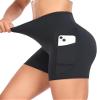 HERRLA Womens High Waisted Biker Shorts Athletic Yoga Gym Running Workout Shorts with Pockets for Summer (Small, Black)