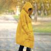SACFOF Women Hooded Sweater Cardigan Button Down Front Winter Coat Long Sleeve Outerwear Loose Sweater Coats with Pockets view 3